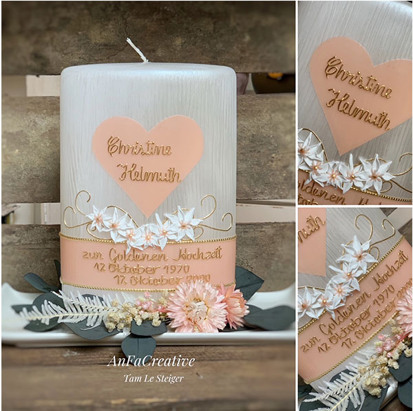 Kerze Goldene Hochzeit personalisiert - AnFaCreative
