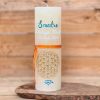 Taufkerze Rustikal personalisiert mit Blume des Lebens, Name, Taufdatum und orangefarbener Schleife