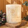 Hochzeitskerze Modern Pusteblume in Creme mit Perlmutt-Schimmer, personalisiert mit Namen und Hochzeitsdatum