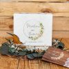 Hochzeitskerze Vintage Blumenkranz Silber mit Holz und 3D-Blumen