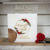 Hochzeitskerze Rustikal Holz Rosen mit zwei Teelichtern und roten 3D-Rosen