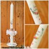 Vintage Mädchen Taufkerze mit 3D-Blumen, Eukalyptus und goldenen Details