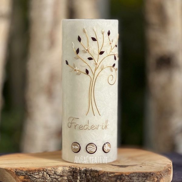 Lebenskerze mit Lebensbaum aus dem Murtal – handgefertigte Kristallkerze mit Teelichteinsatz