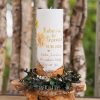 Hochzeitskerze Sonnenblumen und Holzoptik, Spruch und Sonnenblumen