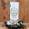 Hochzeitskerze Eukalyptus Gold mit Namen und Datum personalisiert